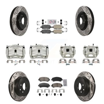 Front Rear Brake Caliper Drill Slot Rotor Ceramic Pad Kit (10Pc) For Nissan Rogue Select KCD-101782N
