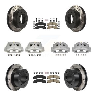 Front Rear Brake Caliper Drill Slot Rotors Ceramic Pad Kit (10Pc) For GMC Sierra 3500 HD KCD-101788N