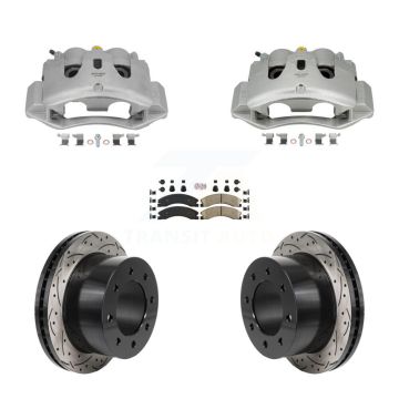 Rear Brake Caliper Drill Slotted Rotors Ceramic Pad Kit For GMC Sierra 3500 HD Chevrolet KCD-101799N
