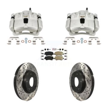 Front Brake Coated Caliper Drill Slotted Rotor Ceramic Pad Kit For Hyundai Elantra Coupe KCD-101809N