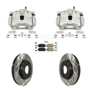 Front Brake Coated Caliper Drill Slotted Rotor Ceramic Pad Kit For Hyundai Elantra Coupe KCD-101810N