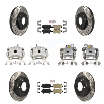 Front Rear Brake Caliper Drill Slotted Rotors Ceramic Pad Kit (10Pc) For Hyundai Elantra KCD-101813N