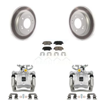 Rear Disc Brake Caliper Coat Rotors & Ceramic Pad Kit For Hyundai Elantra Kia Niro Ioniq KCG-100001C