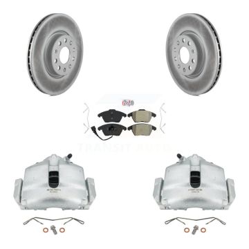Front Brake Caliper Coat Rotor Semi-Metallic Pad Kit For Volkswagen Jetta Beetle GTI Eos KCG-100001N