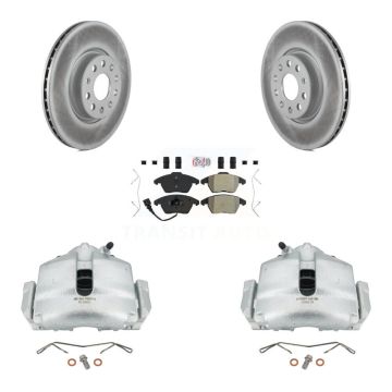 Front Brake Caliper Coat Rotor Semi-Metallic Pad Kit For Volkswagen Jetta Beetle GTI Eos KCG-100002N