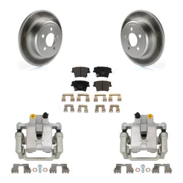 Rear Brake Caliper Coat Rotors Ceramic Pad Kit For Dodge Chrysler 300 Charger Challenger KCG-100002T
