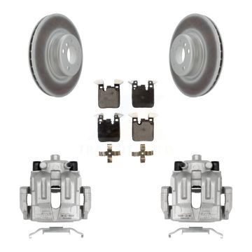 Rear Disc Brake Caliper Coated Rotors And Semi-Metallic Pads Kit For BMW 328i KCG-100006P