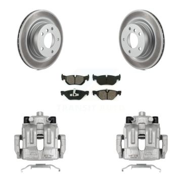 Rear Disc Brake Caliper Coated Rotors And Semi-Metallic Pads Kit For BMW 323i 328i 325i KCG-100006S