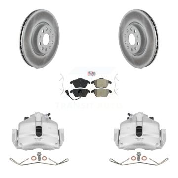 Front Brake Caliper Coat Rotor & Semi-Metallic Pad Kit For Volkswagen Jetta Golf Audi A3 KCG-100007N