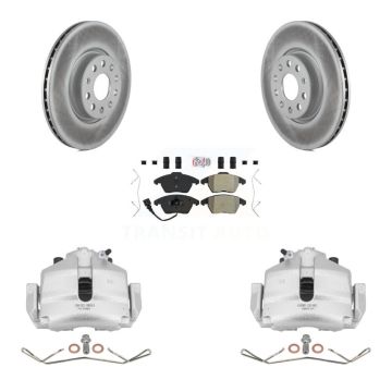 Front Brake Caliper Coat Rotor & Semi-Metallic Pad Kit For Volkswagen Jetta Golf Audi A3 KCG-100008N