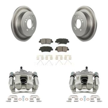 Rear Disc Brake Caliper Coat Rotor Semi-Metallic Pad Kit For Hyundai Tucson Kia Sportage KCG-100008S