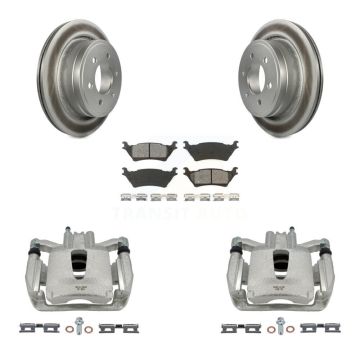 Rear Disc Brake Caliper Coated Rotors And Semi-Metallic Pads Kit For Ford F-150 KCG-100009S