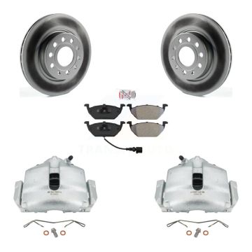 Front Disc Brake Caliper Coated Rotors And Semi-Metallic Pads Kit For Volkswagen Jetta KCG-100011N