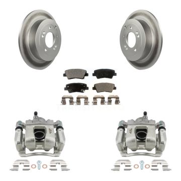 Rear Disc Brake Caliper Coat Rotor Semi-Metallic Pad Kit For Hyundai Tucson Kia Sportage KCG-100011P