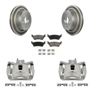 Rear Disc Brake Caliper Coated Rotors And Ceramic Pads Kit For Ford F-150 KCG-100012C