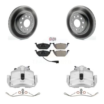 Front Disc Brake Caliper Coated Rotors And Semi-Metallic Pads Kit For Volkswagen Jetta KCG-100012N