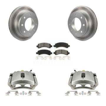 Rear Brake Caliper Coat Rotor & Semi-Metallic Pad Kit For GMC Chevrolet Savana 3500 2500 KCG-100013S