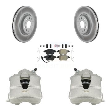 Front Disc Brake Caliper Coated Rotors And Semi-Metallic Pads Kit For Volkswagen Jetta KCG-100014N
