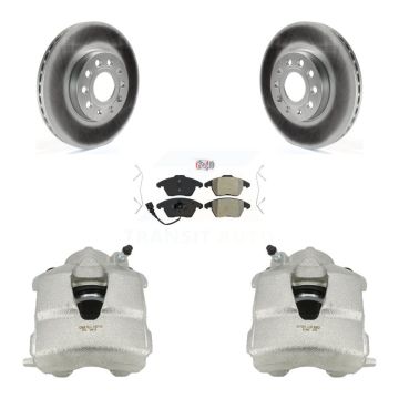 Front Disc Brake Caliper Coated Rotors And Semi-Metallic Pads Kit For Volkswagen Jetta KCG-100015N