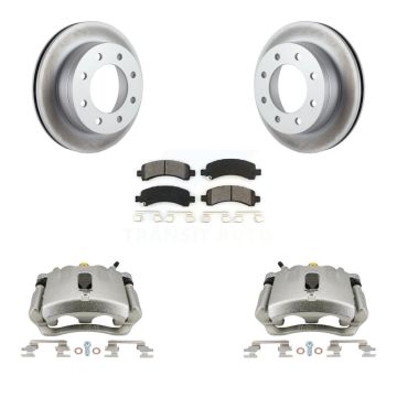 Rear Brake Caliper Coat Rotors Semi-Metallic Pad Kit For Chevrolet Express 2500 GMC 3500 KCG-100015S