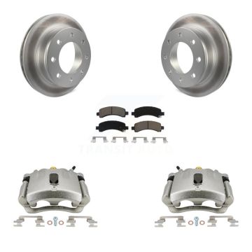 Rear Brake Caliper Coat Rotor Ceramic Pad Kit For GMC Chevrolet Savana 3500 2500 Express KCG-100016C