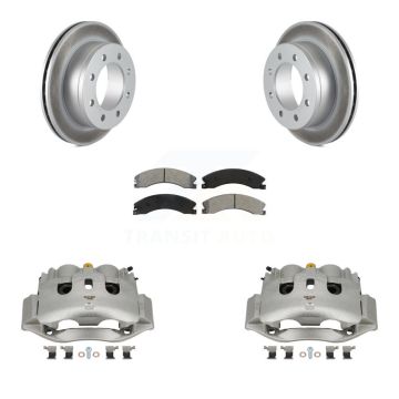 Rear Disc Brake Caliper Coat Rotors And Semi-Metallic Pad Kit For Chevrolet Express 4500 KCG-100016S