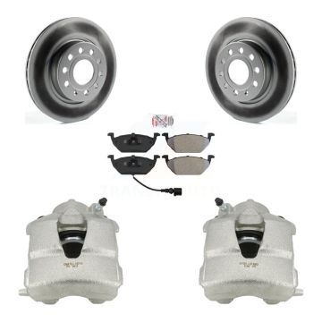 Front Disc Brake Caliper Coated Rotors And Semi-Metallic Pads Kit For Volkswagen Jetta KCG-100017N