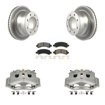 Rear Disc Brake Caliper Coat Rotors And Semi-Metallic Pad Kit For Chevrolet Express 4500 KCG-100017S