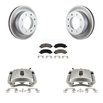Rear Brake Caliper Coat Rotor Ceramic Pad Kit For Chevrolet Express 2500 GMC Savana 3500 KCG-100018C
