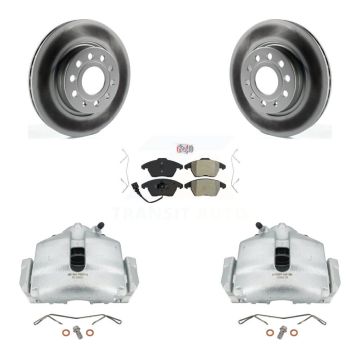 Front Brake Caliper Coat Rotors Semi-Metallic Pad Kit For Volkswagen GTI Audi A3 Quattro KCG-100018N