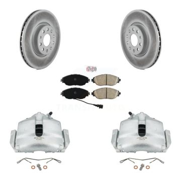 Front Disc Brake Caliper Coat Rotors Ceramic Pad Kit For 2017 Volkswagen CC FWD 4 Motion KCG-100020N