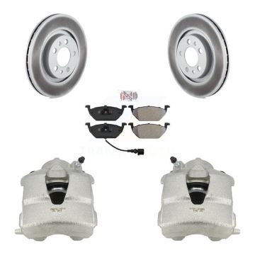 Front Brake Caliper Coat Rotors & Semi-Metallic Pad Kit For Volkswagen Jetta Beetle Golf KCG-100021N