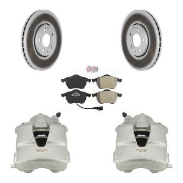 Front Brake Caliper Coat Rotors & Semi-Metallic Pad Kit For Volkswagen Jetta Golf Beetle KCG-100022N