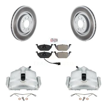 Front Disc Brake Caliper Coat Rotor Semi-Metallic Pad Kit For 2006 Volkswagen Jetta 2.0L KCG-100023N