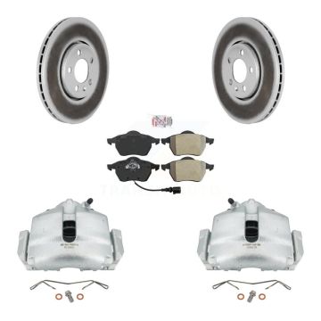 Front Disc Brake Caliper Coat Rotor Semi-Metallic Pad Kit For 2006 Volkswagen Jetta 2.0L KCG-100024N
