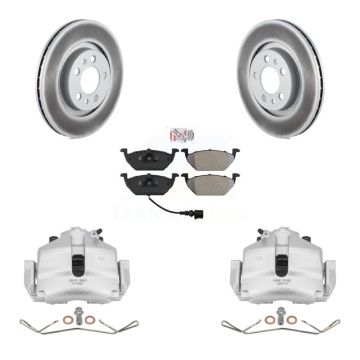 Front Brake Caliper Coat Rotor Semi-Metallic Pad Kit For 2006 Volkswagen Jetta 2.5L/1.9L KCG-100025N