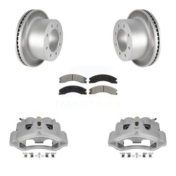 Rear Brake Caliper Coat Rotor And Semi-Metallic Pad Kit For GMC Sierra 3500 HD Chevrolet KCG-100025S