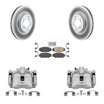 Front Brake Caliper Coat Rotors & Ceramic Pad Kit For 2006-2011 Honda Civic Si with 2.0L KCG-100027N