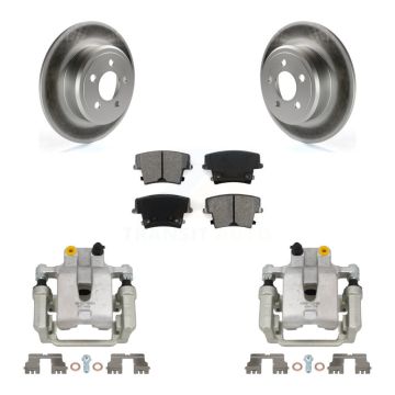 Rear Disc Brake Caliper Coat Rotors Semi-Metallic Pad Kit For Dodge Chrysler 300 Charger KCG-100028S
