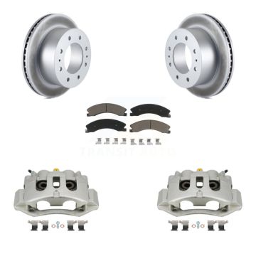 Rear Brake Caliper Coat Rotor Ceramic Pad Kit For GMC Chevrolet Sierra 2500 HD Silverado KCG-100030C