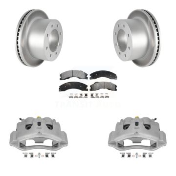Rear Brake Caliper Coat Rotor And Semi-Metallic Pad Kit For GMC Sierra 3500 HD Chevrolet KCG-100030P