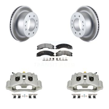 Rear Brake Caliper Coat Rotor And Semi-Metallic Pad Kit For GMC Chevrolet Sierra 2500 HD KCG-100031P
