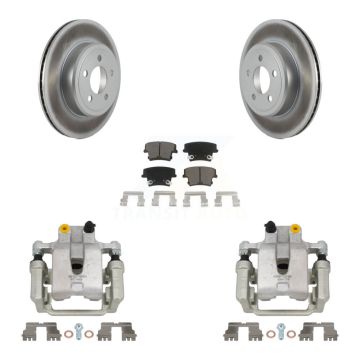 Rear Brake Caliper Coat Rotor & Ceramic Pad Kit For Chrysler 300 Dodge Challenger Magnum KCG-100033C