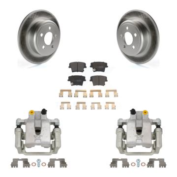 Rear Disc Brake Caliper Coat Rotors Semi-Metallic Pad Kit For Dodge Chrysler 300 Charger KCG-100033P