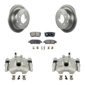 Rear Brake Caliper Coat Rotor & Ceramic Pad Kit For Jeep Mitsubishi Lancer Patriot Dodge KCG-100033T