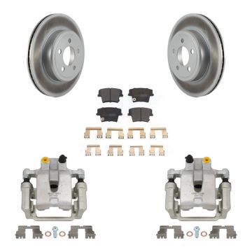 Rear Brake Caliper Coat Rotors & Semi-Metallic Pad Kit For Chrysler 300 Dodge Challenger KCG-100034P