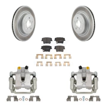 Rear Disc Brake Caliper Coated Rotors And Semi-Metallic Pads Kit For Dodge Charger KCG-100035P