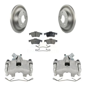 Rear Disc Brake Caliper Coated Rotors And Ceramic Pads Kit For 2004-2005 Mazda 3 2.0L KCG-100037T