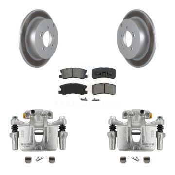 Rear Disc Brake Caliper Coat Rotor Semi-Metallic Pad Kit For Mitsubishi Lancer Outlander KCG-100040S