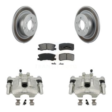 Rear Brake Caliper Coat Rotors Semi-Metallic Pad Kit For Mitsubishi Lancer Dodge Caliber KCG-100041S